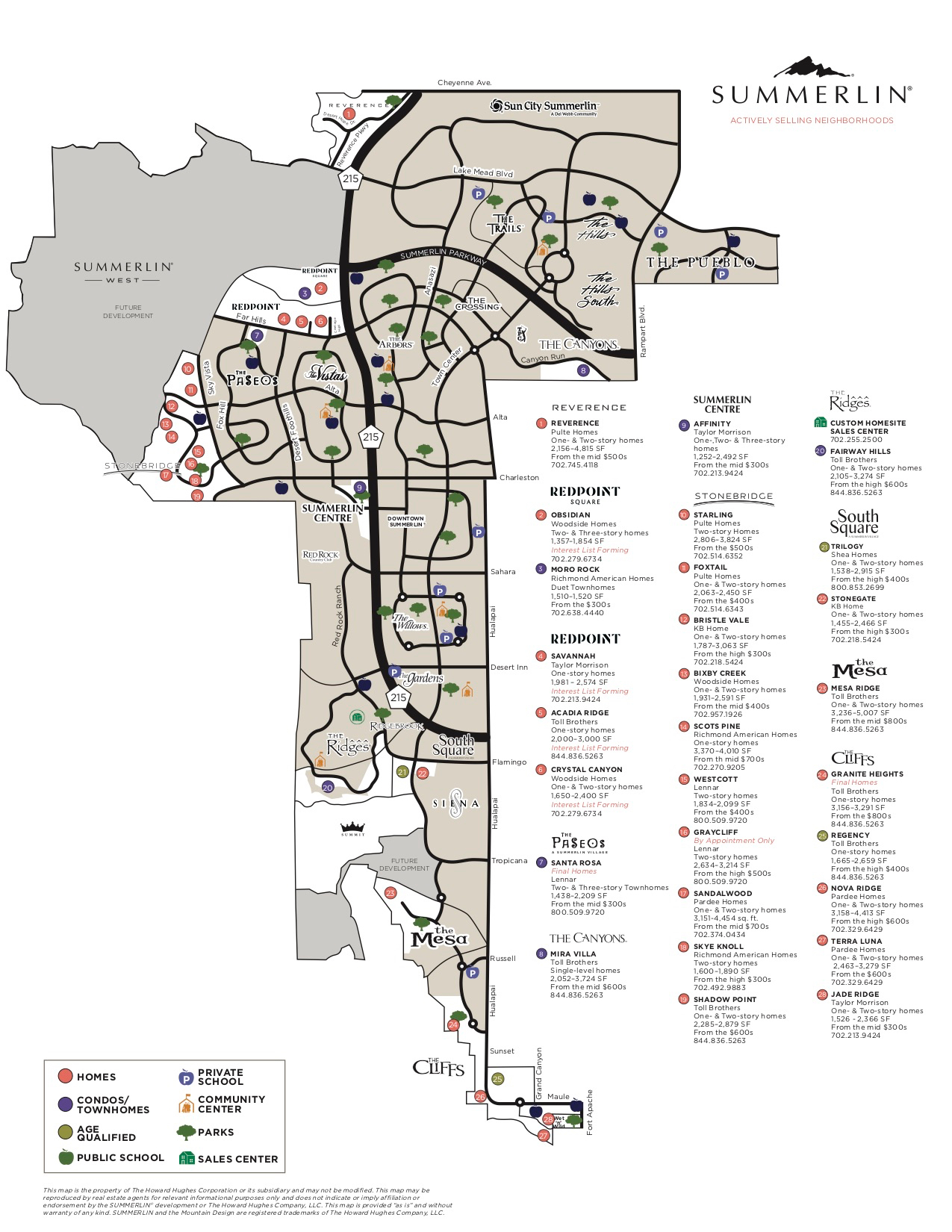 SUMMERLIN | Actively Selling Map as of July 2020 